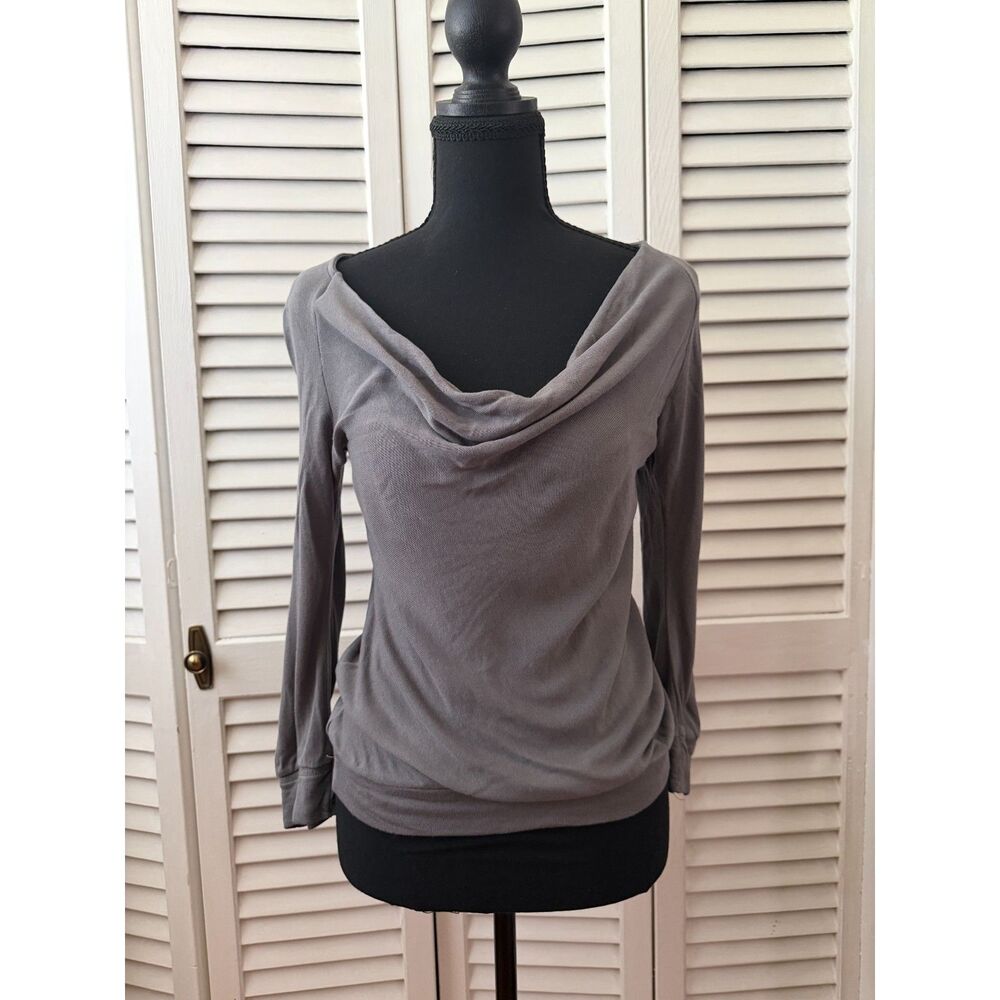 Vintage Y2K Candie's Gray Draped Cowl Neck Knit Top Size M Retro Fairygrunge
